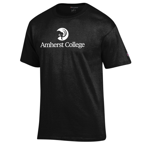  Champion Black T Shirt - Amherst College Circle Mammoth Stacked