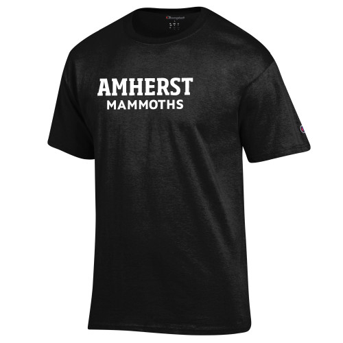  Champion Black T Shirt - Amherst Mammoths Stacked