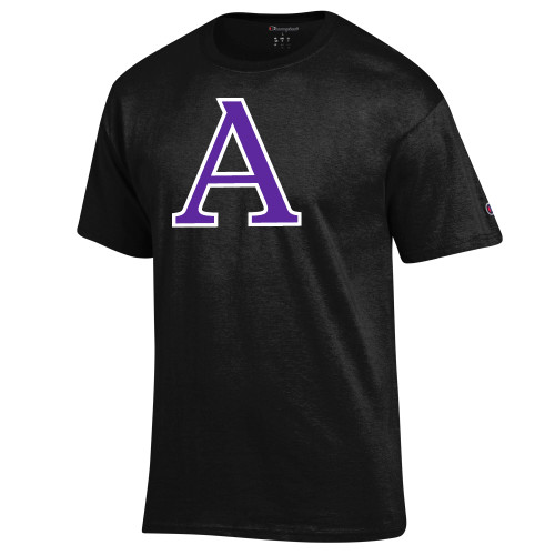  Champion Black T Shirt - Amherst Monogram A