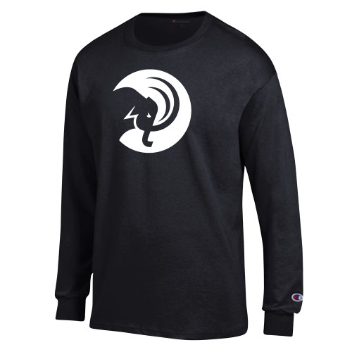  Champion Black Long Sleeve T Shirt - Amherst College Circle Mammoth