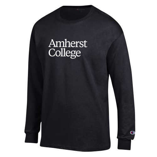  Champion Black Long Sleeve T Shirt - Amherst College Wordmark