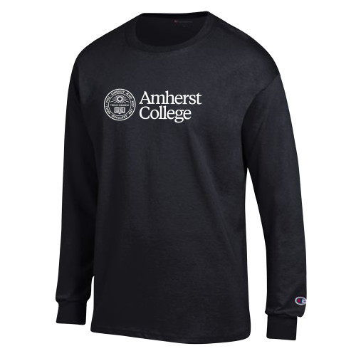  Champion Black Long Sleeve T Shirt - Amherst College with Seal