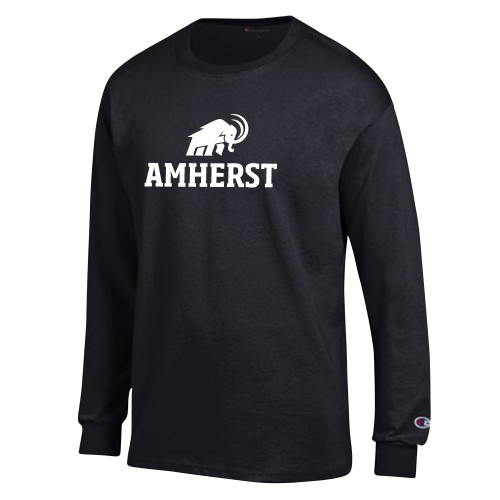 Champion Black Long Sleeve T Shirt - Amherst Mammoth  Lockup