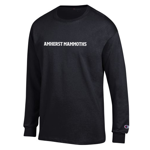  Champion Black Long Sleeve T Shirt - Amherst Mammoths Flat