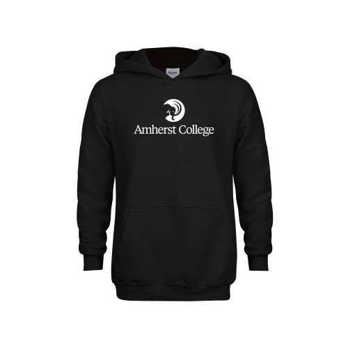  Youth Black Fleece Hoodie - Amherst College Circle Mammoth Stacked