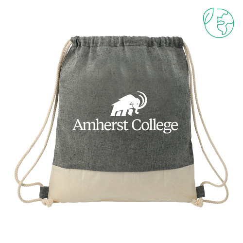  Split Recycled Cotton Natural/Black Drawstring Bag - Amherst College Mammoth Lock Up Centered