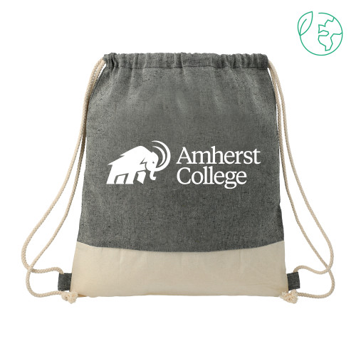  Split Recycled Cotton Natural/Black Drawstring Bag - Amherst College Mammoth Lock Up
