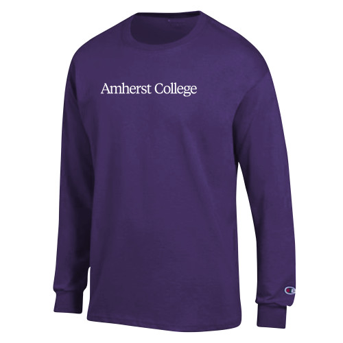  Champion Purple Long Sleeve T Shirt - Amherst College Flat