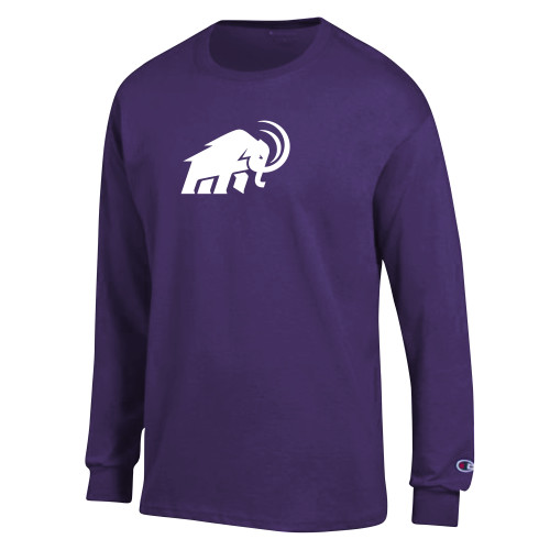  Champion Purple Long Sleeve T Shirt - Amherst College Mammoth