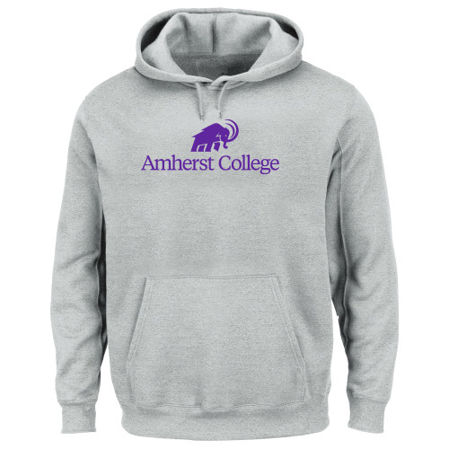  Extended Heather Grey Hoodie - Amherst College Mammoth Lock Up Centered - PLUS