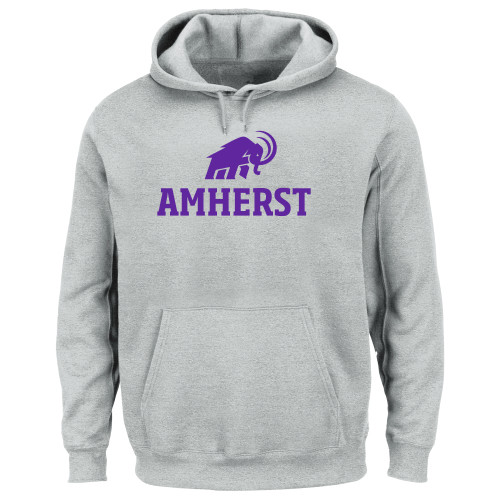  Extended Heather Grey Hoodie - Amherst Mammoth  Lockup - PLUS