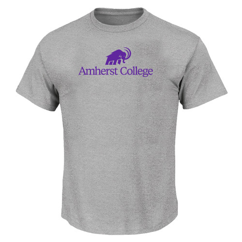  Tall Heather Grey T Shirt - Amherst College Mammoth Lock Up Centered - PLUS