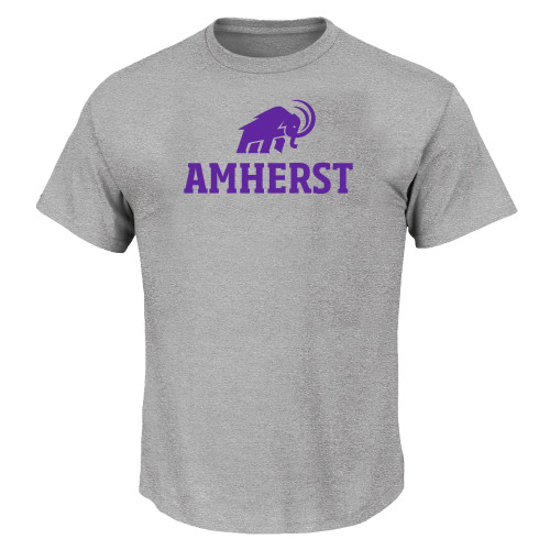  Tall Heather Grey T Shirt - Amherst Mammoth  Lockup - PLUS