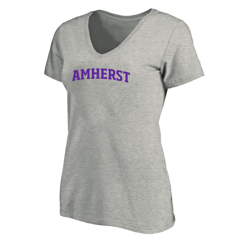  Womens Plus Heather Grey V Neck T Shirt - Amherst Arched - PLUS