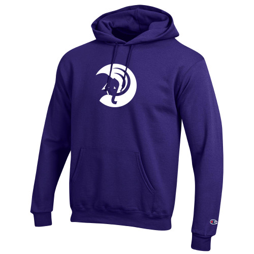  Champion Purple Fleece Hoodie - Amherst College Circle Mammoth