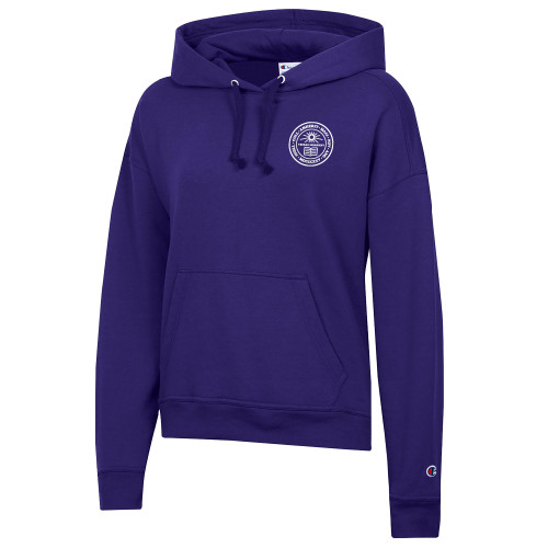  Champion Womens Purple Powerblend Pullover Hood - Amherst Seal