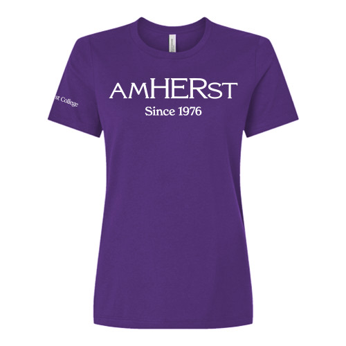  Bella + Canvas Womens Purple Relaxed Cotton T Shirt - amHERst Since 1976