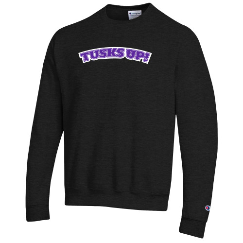  Champion Black Fleece Crew - Tusks Up Arched