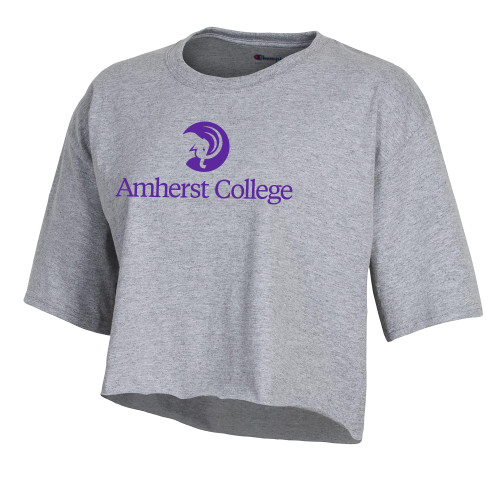  Champion Womens Oxford Crop Tee - Amherst College Circle Mammoth Stacked