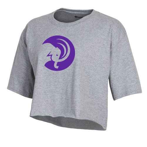  Champion Womens Oxford Crop Tee - Amherst College Circle Mammoth