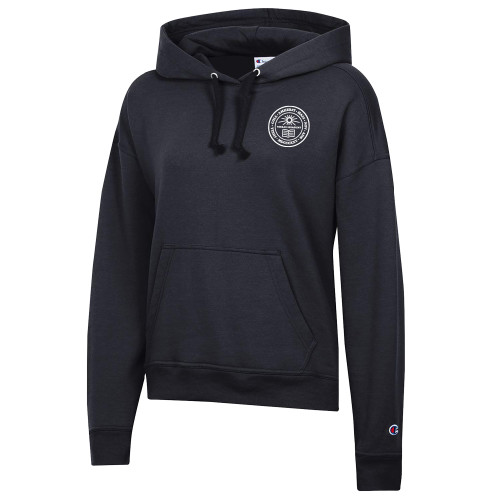  Champion Womens Black Powerblend Pullover Hood - Amherst Seal