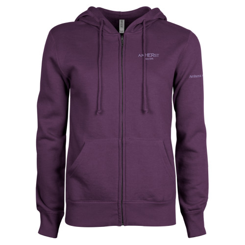  ENZA Womens Purple Fleece Full Zip Hoodie - amHERst Since 1976
