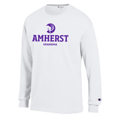  Champion White Long Sleeve T Shirt - Amherst Grandma