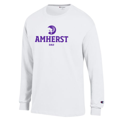  Champion White Long Sleeve T Shirt - Amherst Dad