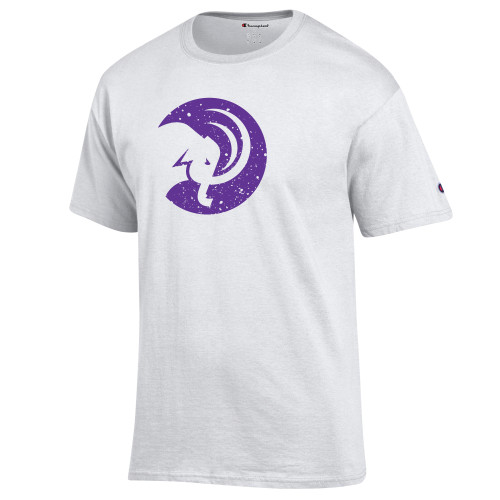  Champion White T Shirt - Circle Mammoth Head Distressed