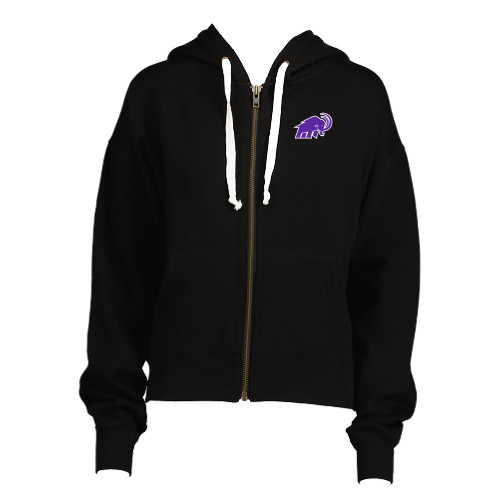  ENZA Womens Black Boxy Full Zip Hood - Mammoth