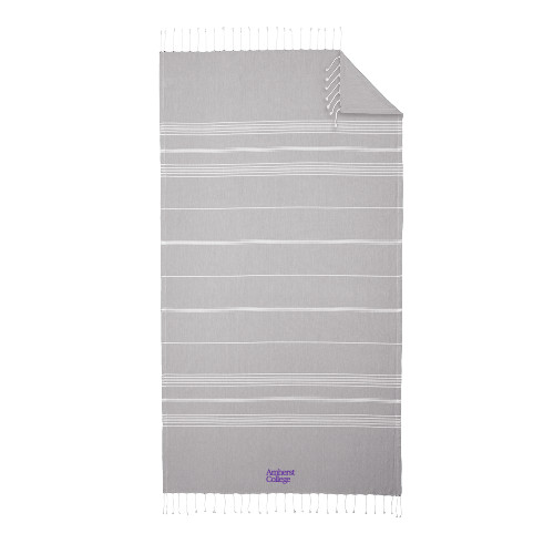  100% Cotton Grey/White Cali Throw - Amherst College Wordmark