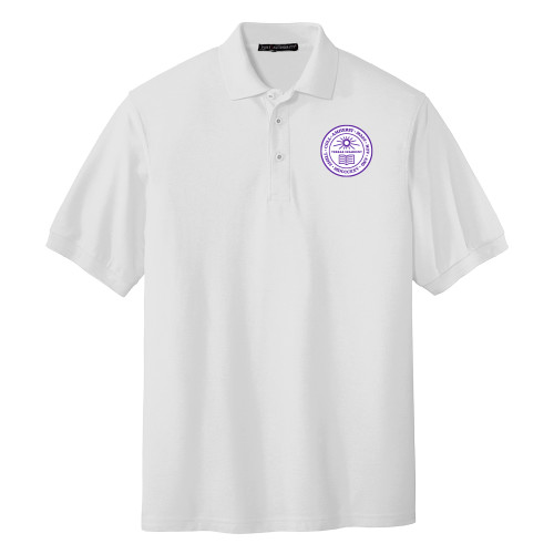  White Silk Touch Polo - Amherst Seal