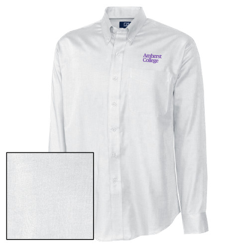  Cutter & Buck Nailshead Long Sleeve Button Down White - Amherst College Wordmark