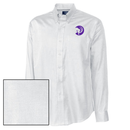  Cutter & Buck Nailshead Long Sleeve Button Down White - Amherst College Mammoth Head