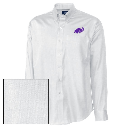  Cutter & Buck Nailshead Long Sleeve Button Down White - Amherst College Mammoth