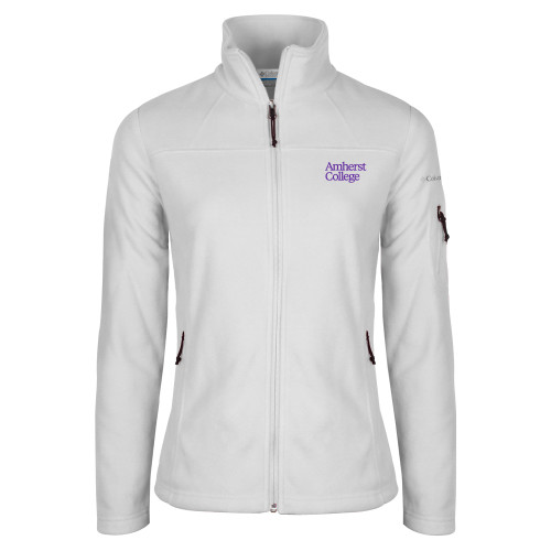  Columbia Womens Full Zip White Fleece Jacket - Amherst College Wordmark