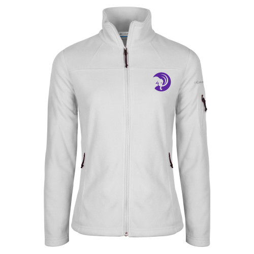  Columbia Womens Full Zip White Fleece Jacket - Amherst College Mammoth Head