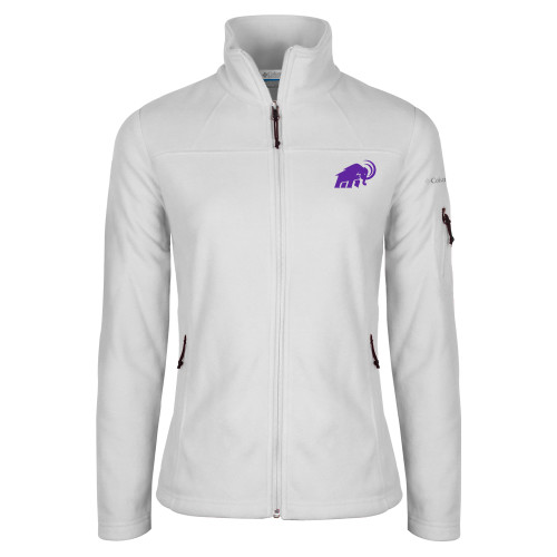  Columbia Womens Full Zip White Fleece Jacket - Amherst College Mammoth