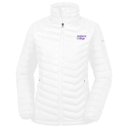  Columbia Womens White Powder Lite Jacket - Amherst College Wordmark