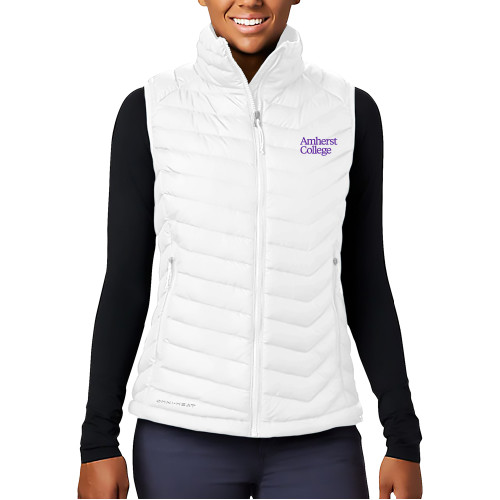  Columbia Womens White Powder Lite Vest - Amherst College Wordmark