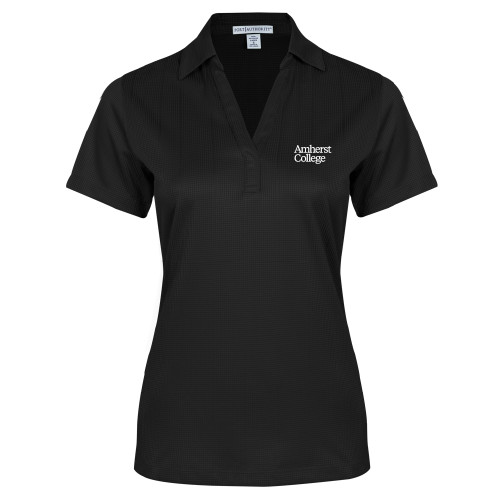  Womens Black Performance Fine Jacquard Polo - Amherst College Wordmark