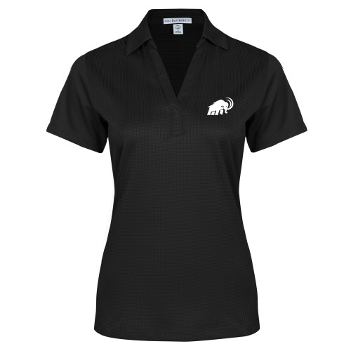  Womens Black Performance Fine Jacquard Polo - Amherst College Mammoth