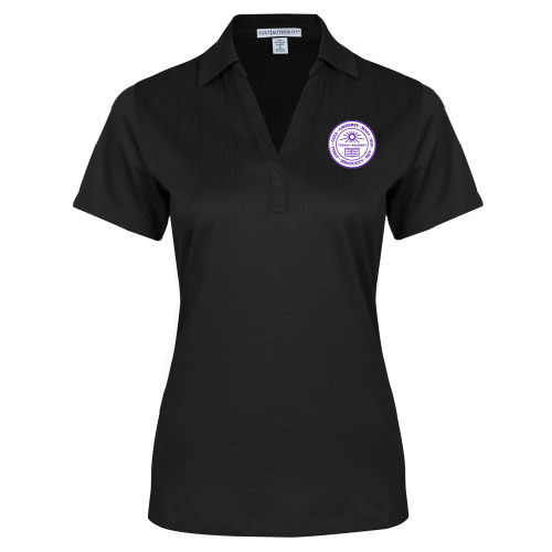  Womens Black Performance Fine Jacquard Polo - Amherst Seal