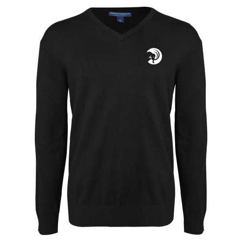  Black VNeck Sweater - Amherst College Mammoth Head