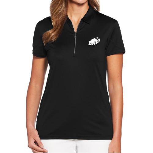  Callaway Womens Black Tulip Sleeve Zip Polo - Amherst College Mammoth