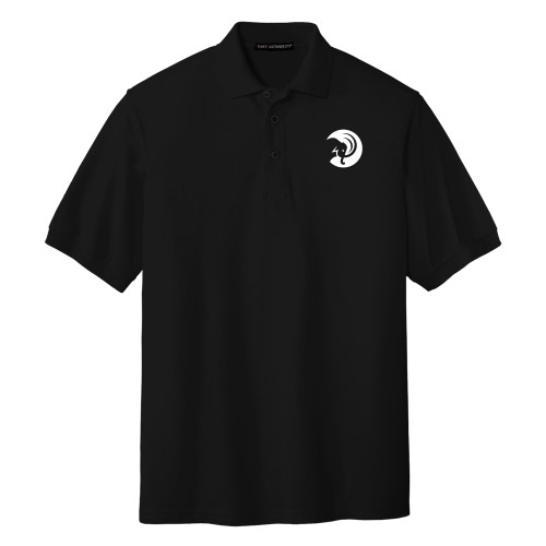  Black Silk Touch Polo - Amherst College Mammoth Head