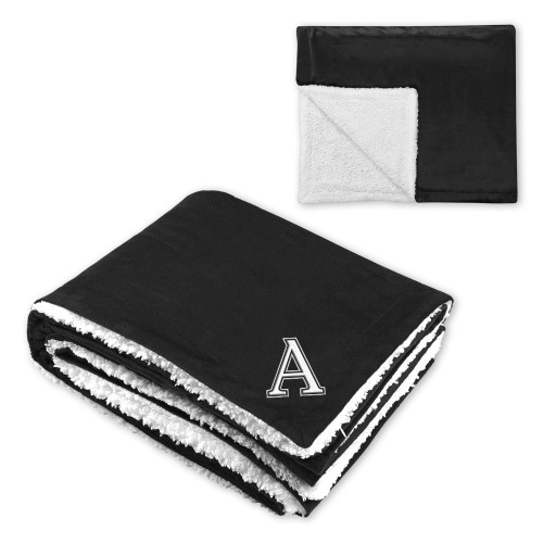  Super Soft Luxurious Black Sherpa Throw Blanket - Amherst Monogram A