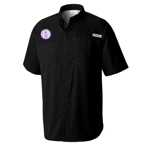  Columbia Black Tamiami Performance Short Sleeve Shirt - Amherst Seal