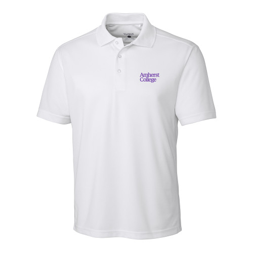  C&B White Clique Ice Pique Polo - Amherst College Wordmark
