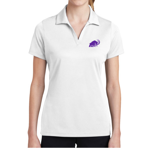  Womens White Dry Mesh Polo - Amherst College Mammoth